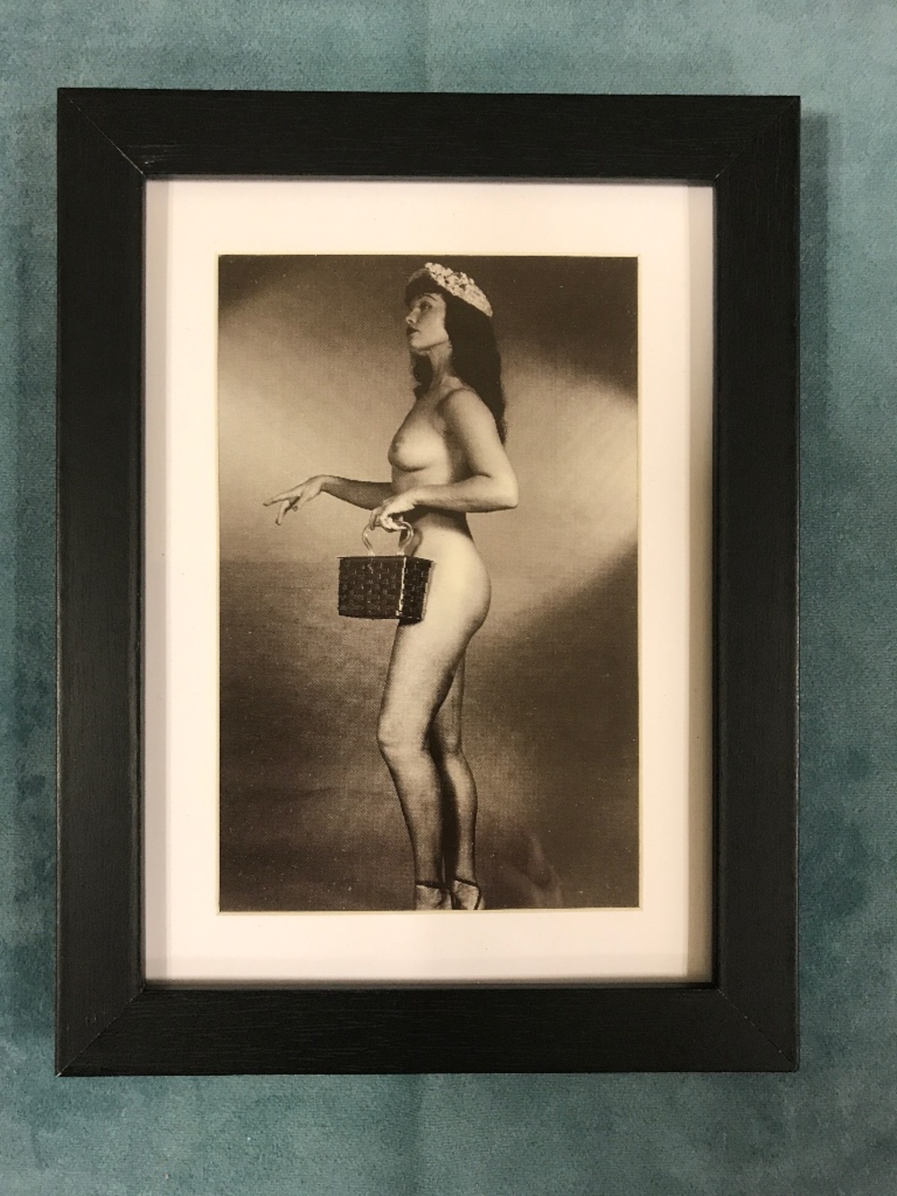 Bettie Page Pin Up Girl Matted and Framed Postcard/Print 6” x 8" Photo b…